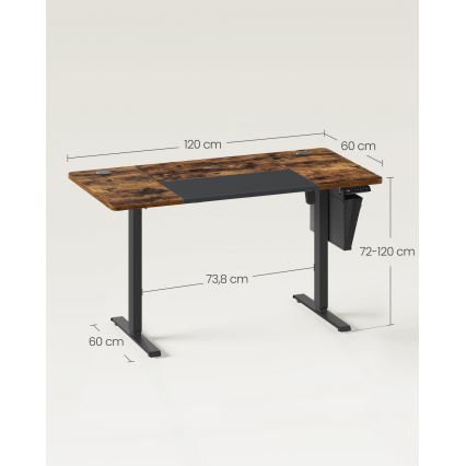 Höjdjusterbart skrivbord SOLEA-X brun/svart