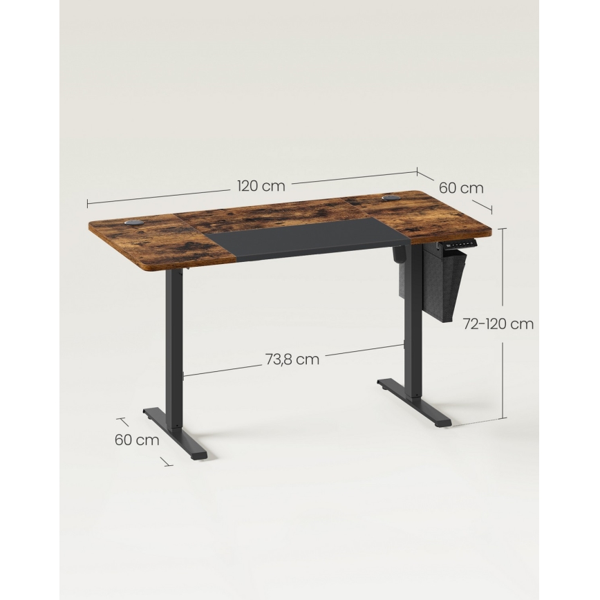 Höjdjusterbart skrivbord SOLEA-X brun/svart