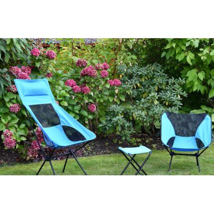 Hopfällbar campingstol blå 63 cm