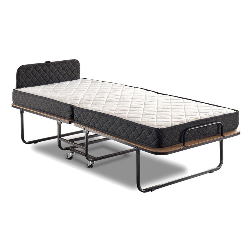Hopfällbar enkelsäng i metall HERON 90x204 cm, vit, maxbelastning 120 kg