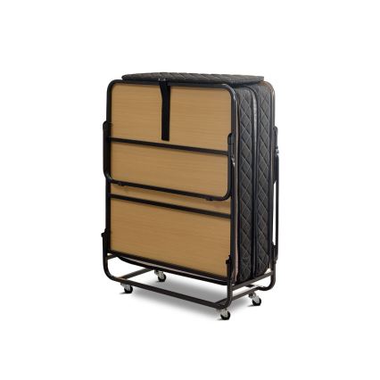 Hopfällbar enkelsäng i metall med madrass HERON, 90x204 cm, vit, maxvikt 120 kg