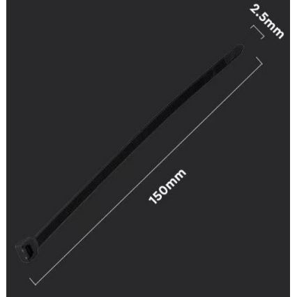Hopfällbara plastband 2,5x150mm 100st svart