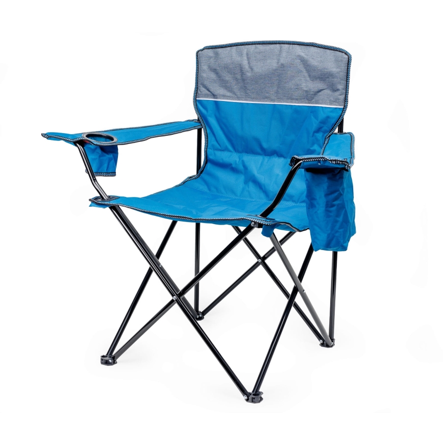 Hopfällbart campingbord + 2x stol blå