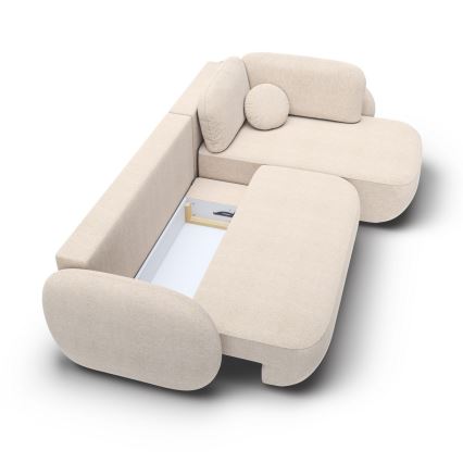 Hörnsoffa med förvaringsutrymme, L-formad, OLBIA höger, beige