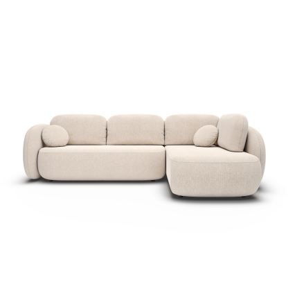 Hörnsoffa med förvaringsutrymme, L-formad, OLBIA höger, beige