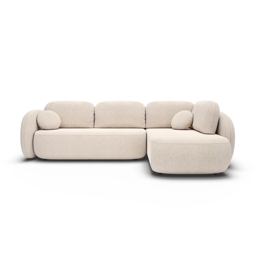 Hörnsoffa med förvaringsutrymme, L-formad, OLBIA höger, beige
