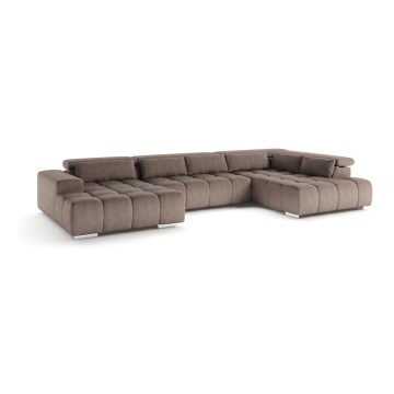 Hörnsoffa med nackstöd i U-form TROPEA höger beige
