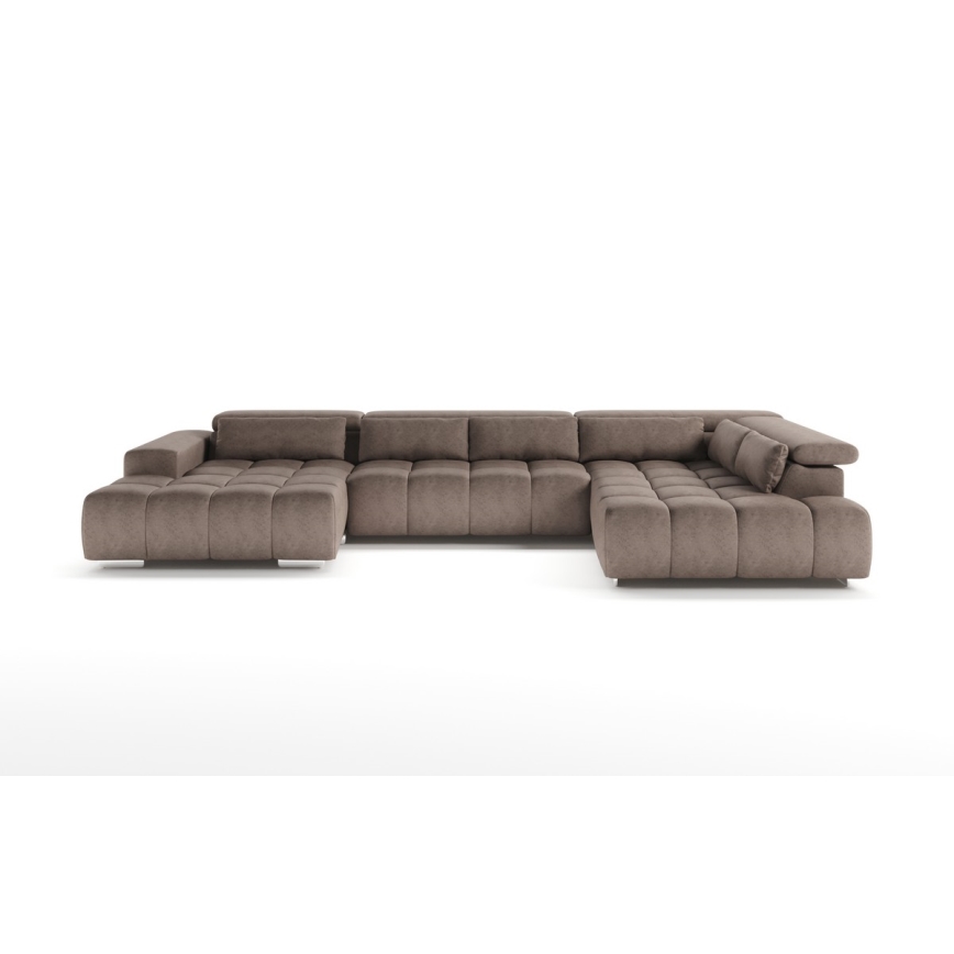 Hörnsoffa med nackstöd i U-form TROPEA höger beige