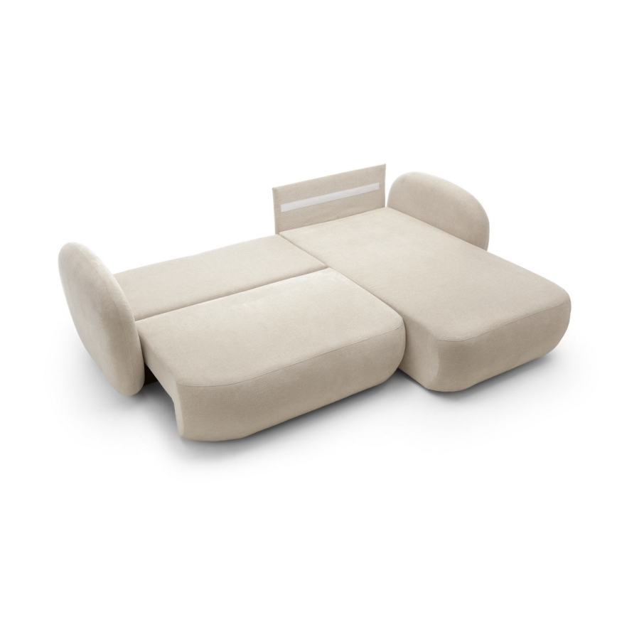 Hörnsoffa med förvaringsutrymme OLBIA, höger, beige