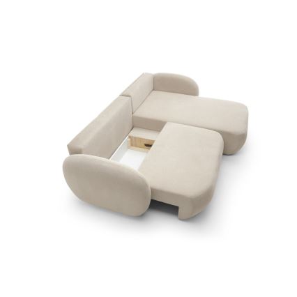 Hörnsoffa med förvaringsutrymme OLBIA, höger, beige