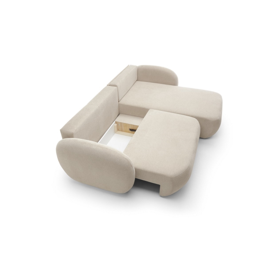 Hörnsoffa med förvaringsutrymme OLBIA, höger, beige