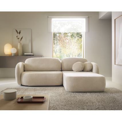 Hörnsoffa med förvaringsutrymme OLBIA, höger, beige