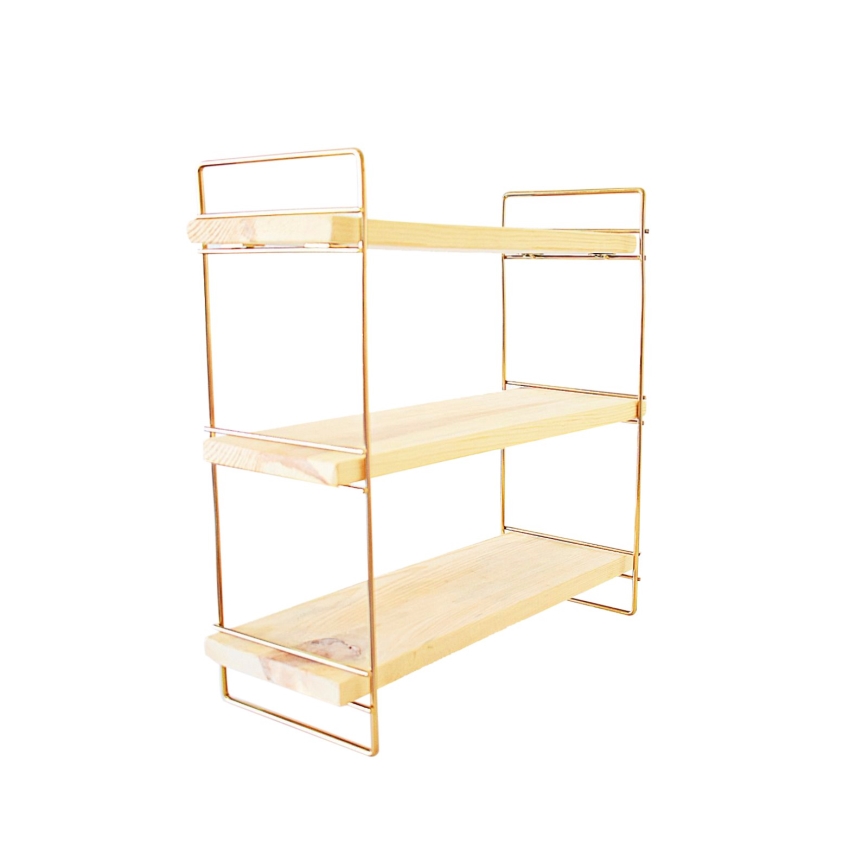 Hyllorganisatör 45x40 cm guld/brun