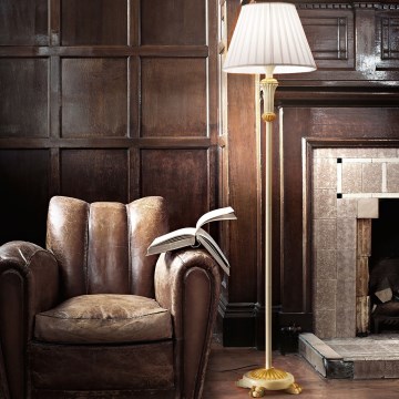 Ideal Lux - Golvlampa FIRENZE 1xE14/40W/230V vit/guld