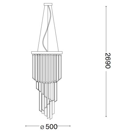 Ideal Lux - Kristallkrona med textilsladd CARLTON 12xE14/40W/230V diameter 50 cm skinande krom