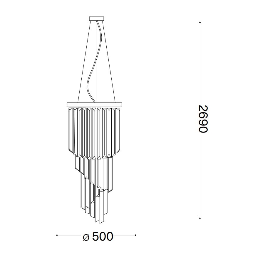 Ideal Lux - Kristallkrona med textilsladd CARLTON 12xE14/40W/230V diameter 50 cm skinande krom