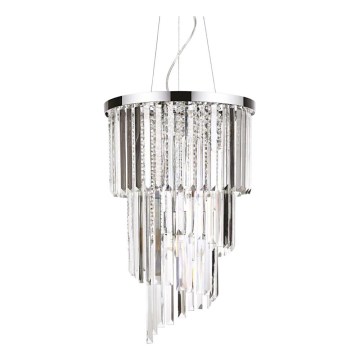 Ideal Lux - Kristallkrona med textilsladd CARLTON 8xE14/40W/230V diameter 40 cm skinande krom