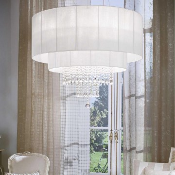 Ideal Lux - Kristallkrona med textilsladd OPERA 10xE27/60W/230V diameter 90 cm vit