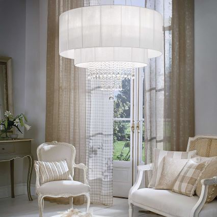 Ideal Lux - Kristallkrona med textilsladd OPERA 10xE27/60W/230V diameter 90 cm vit