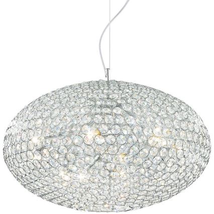Ideal Lux - Kristallkrona med textilsladd ORION 12xE14/40W/230V diameter 60 cm silver
