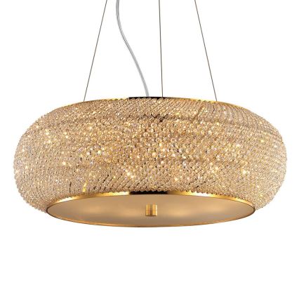 Ideal Lux - Kristallkrona med textilsladd PASHA 10xE14/40W/230V diameter 55 cm guld