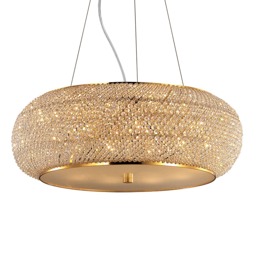 Ideal Lux - Kristallkrona med textilsladd PASHA 10xE14/40W/230V diameter 55 cm guld