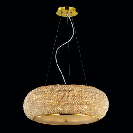 Ideal Lux - Kristallkrona med textilsladd PASHA 10xE14/40W/230V diameter 55 cm guld