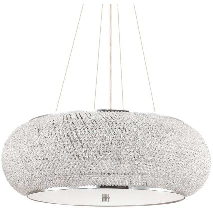 Ideal Lux - Kristallkrona med textilsladd PASHA 14xE14/40W/230V diameter 65 cm skinande krom