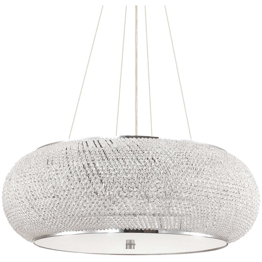Ideal Lux - Kristallkrona med textilsladd PASHA 14xE14/40W/230V diameter 65 cm skinande krom