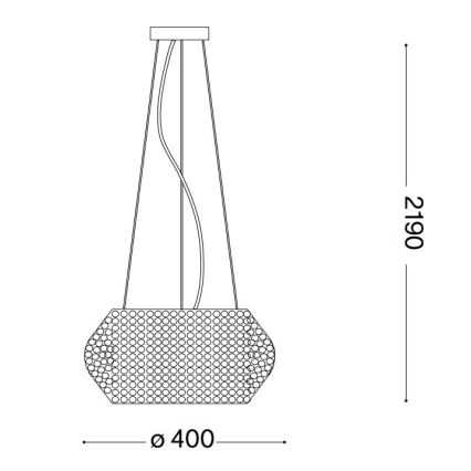 Ideal Lux - Kristallkrona med textilsladd PASHA 6xE14/40W/230V diameter 40 cm skinande krom