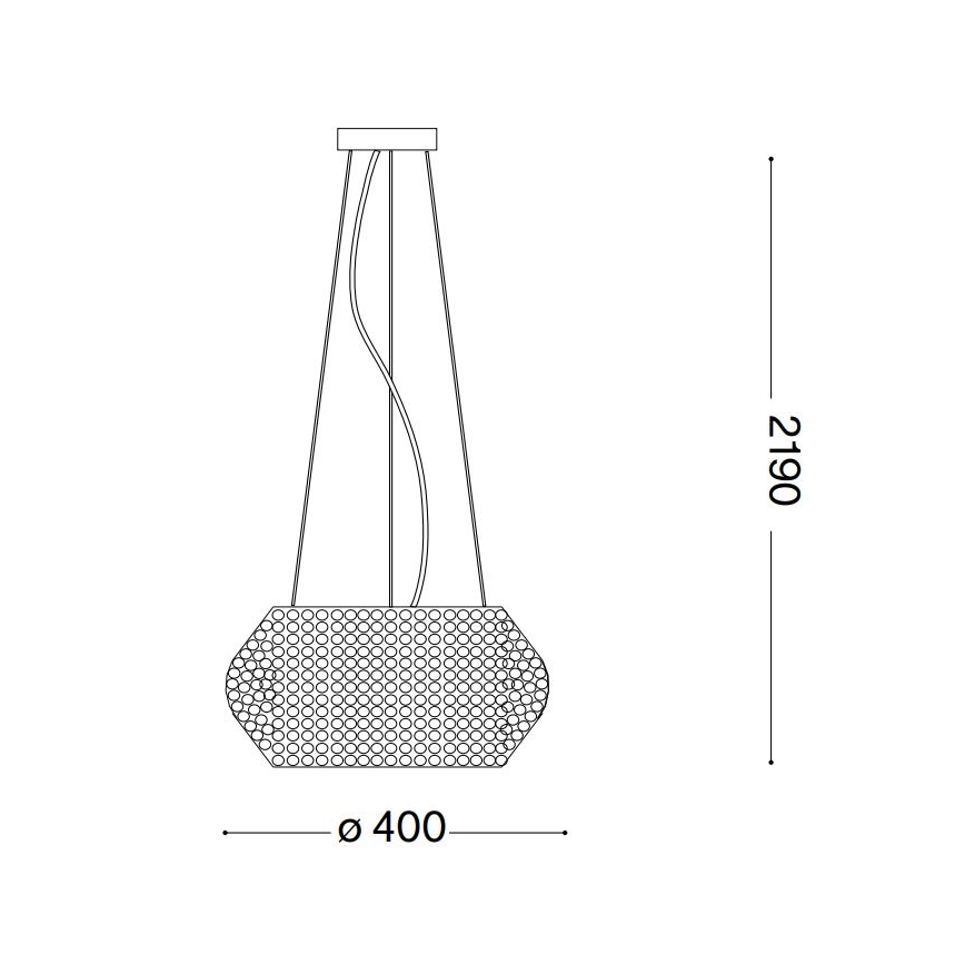 Ideal Lux - Kristallkrona med textilsladd PASHA 6xE14/40W/230V diameter 40 cm skinande krom