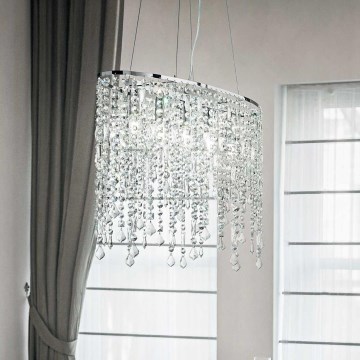 Ideal Lux - Kristallkrona med textilsladd RAIN 5xE14/40W/230V genomskinlig