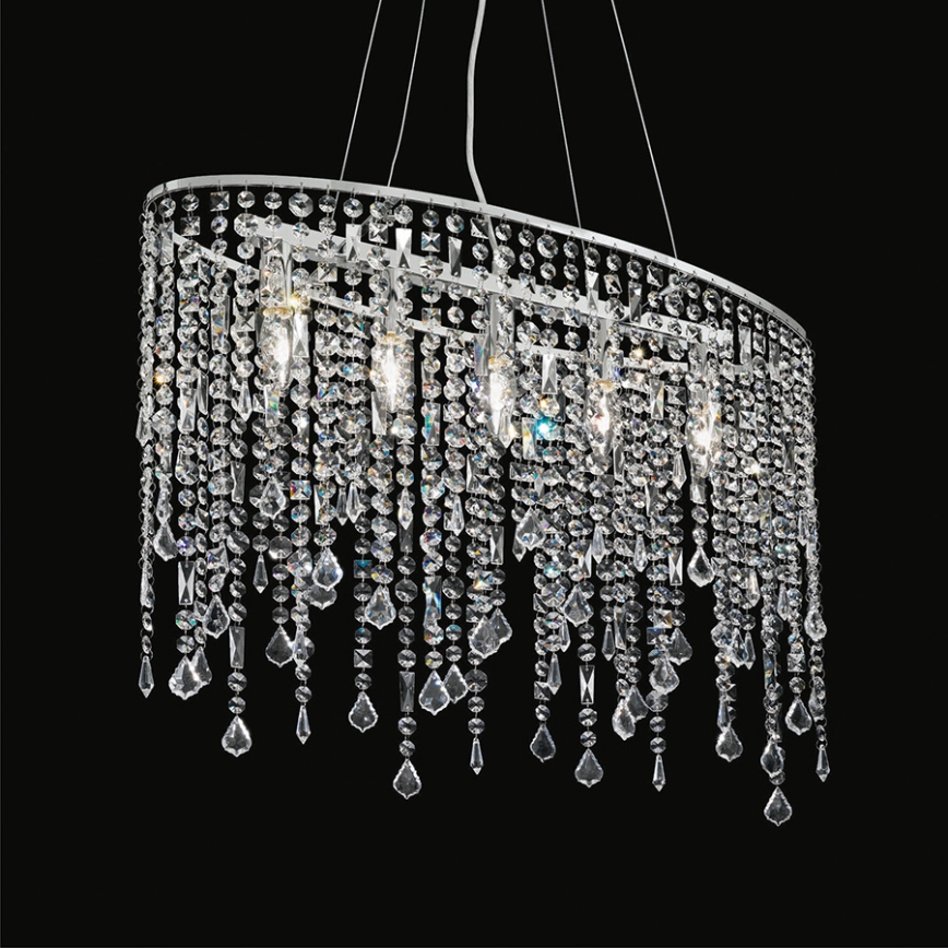 Ideal Lux - Kristallkrona med textilsladd RAIN 5xE14/40W/230V genomskinlig