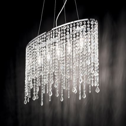Ideal Lux - Kristallkrona med textilsladd RAIN 5xE14/40W/230V genomskinlig