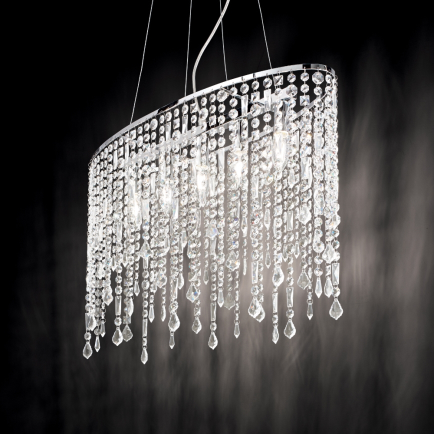 Ideal Lux - Kristallkrona med textilsladd RAIN 5xE14/40W/230V genomskinlig
