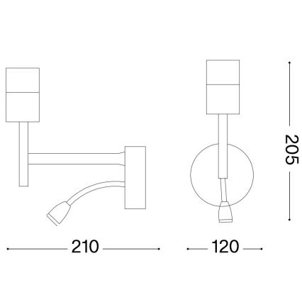 Ideal Lux - LED Flexibel lampa med monteringsfäste KIT UP 1xE27/42W + LED/3W/230V CRI 90 USB skinande krom
