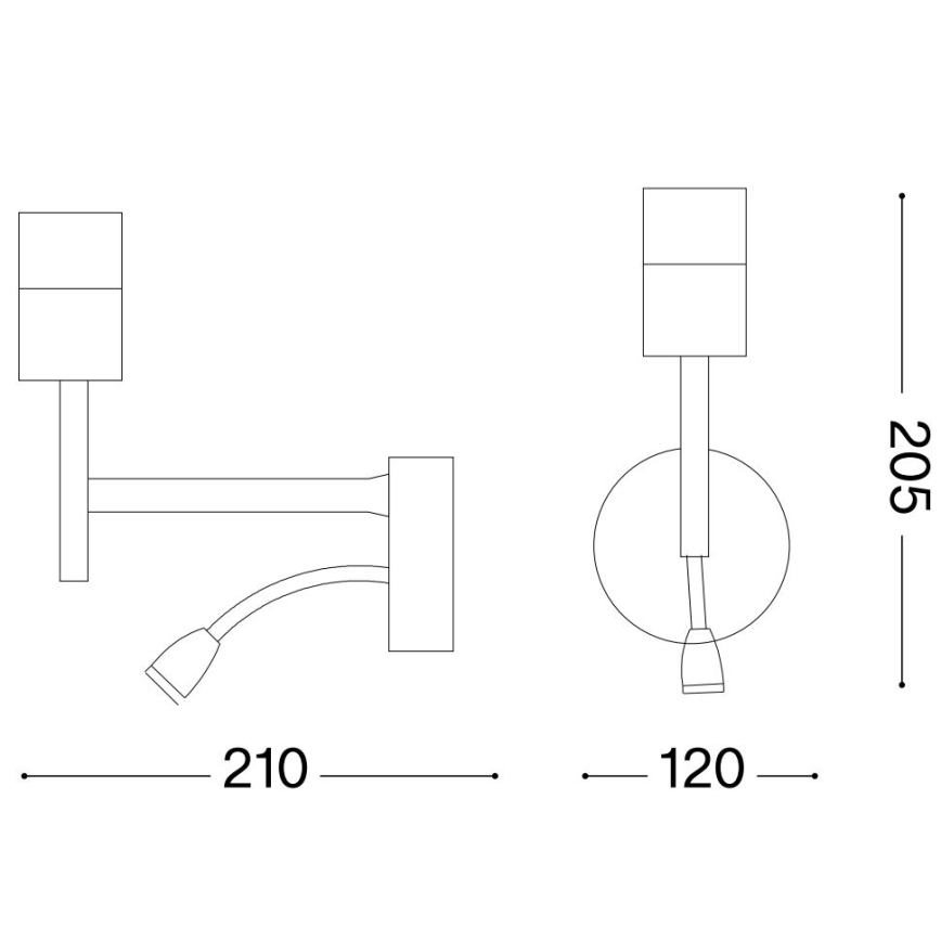 Ideal Lux - LED Flexibel lampa med monteringsfäste KIT UP 1xE27/42W + LED/3W/230V CRI 90 USB skinande krom