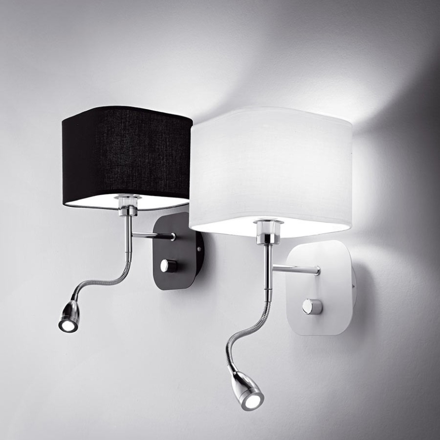 Ideal Lux - LED Flexibel vägglampa 1xE14/40W/230V + LED/1W/230V svart