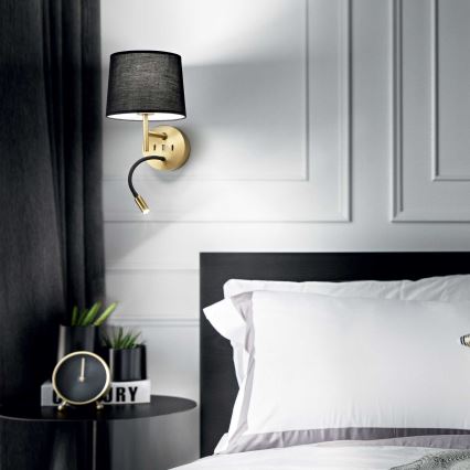 Ideal Lux - LED Flexibel lampa med monteringsfäste KIT 1xE27/42W + LED/3W/230V CRI 90 USB guld