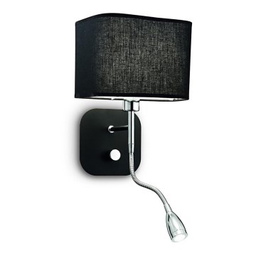 Ideal Lux - LED Flexibel vägglampa 1xE14/40W/230V + LED/1W/230V svart