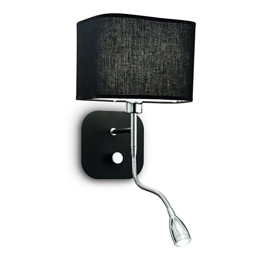Ideal Lux - LED Flexibel vägglampa 1xE14/40W/230V + LED/1W/230V svart