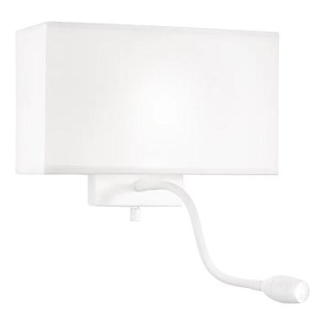 Ideal Lux - LED Flexibel vägglampa HOTEL 1xE27/60W/230V + LED/1,5W vit