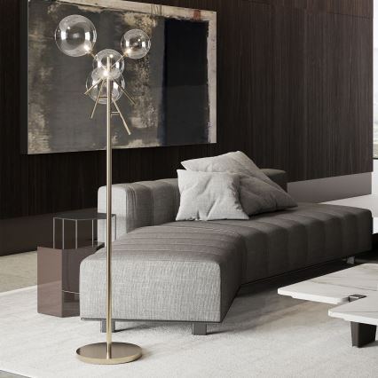 Ideal Lux - LED golvlampa EQUINOXE 4xG4/2W/230V mässing/genomskinlig