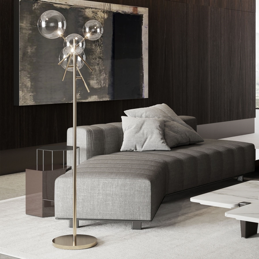 Ideal Lux - LED golvlampa EQUINOXE 4xG4/2W/230V mässing/genomskinlig
