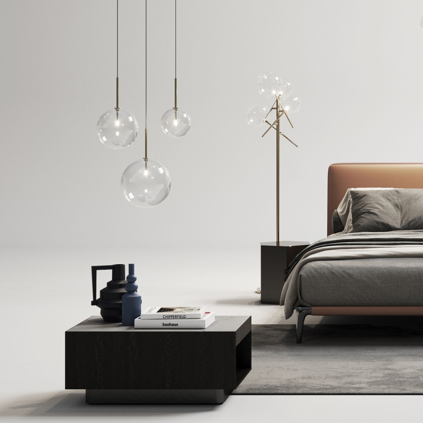 Ideal Lux - LED golvlampa EQUINOXE 4xG4/2W/230V mässing/genomskinlig