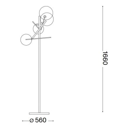 Ideal Lux - LED golvlampa EQUINOXE 4xG4/2W/230V mässing/genomskinlig
