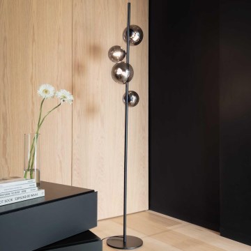 Ideal Lux - LED golvlampa PERLAGE 4xG9/3W/230V svart/rökig