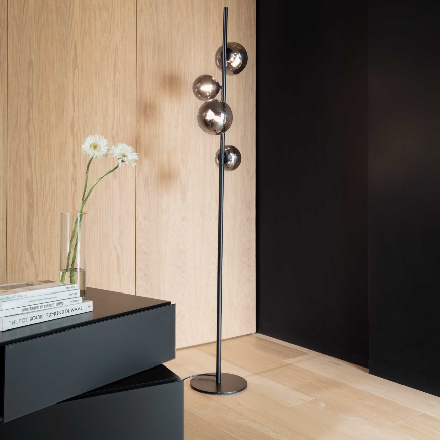 Ideal Lux - LED golvlampa PERLAGE 4xG9/3W/230V svart/rökig