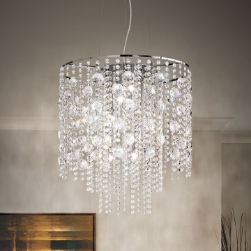 Ideal Lux - LED kristallkrona med textilsladd EVASIONE 10xG9/3W/230V diameter 51 cm skinande krom