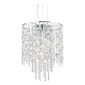 Ideal Lux - LED kristallkrona med textilsladd EVASIONE 8xG9/3W/230V diameter 41 cm skinande krom